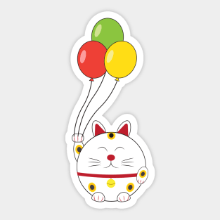 Fat Cat with Balloons Sticker